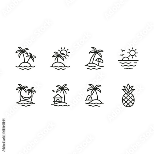 	Tropical Island Icons Set