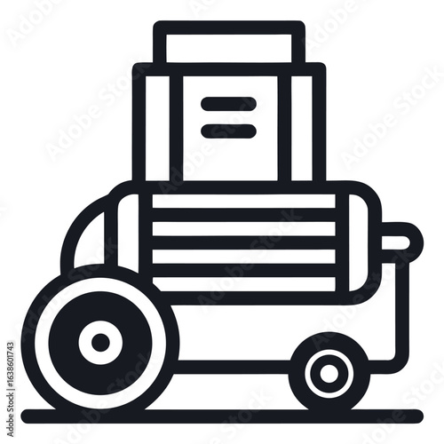 Outline roller compactor icon in glyph style