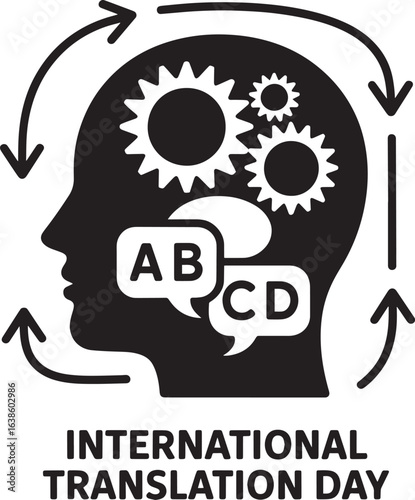International Translation Day Icon Linguistic Diversity and Cultural Exchange Symbol