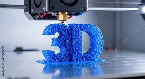Obraz na płótnie Advanced 3D Printing Process Creating Intricate Blue Design
