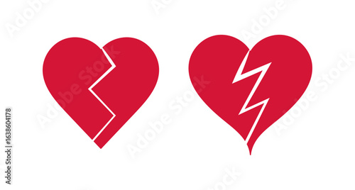 Broken hearts design, flat icon, Romantic Heart for valentines day , Vector illustration.