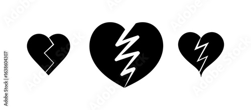 Broken hearts design, flat icon, Romantic Heart for valentines day , Vector illustration.