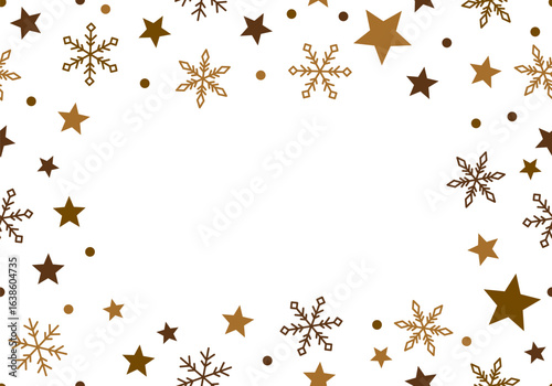 Banner christmas card with snowflake border vector illustration. Holiday background with falling snow for Christmas and New Year banners