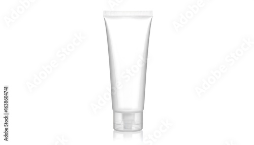 Empty tube-shaped clear plastic container.