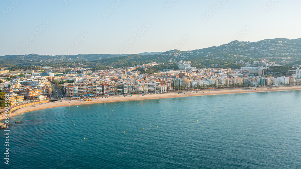 Naklejka premium Aerial photo from drone to the city lloret de mar in costa brava, spain