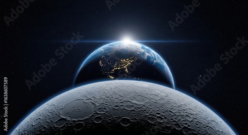 Sunrise Over Earth As Seen From The Moon