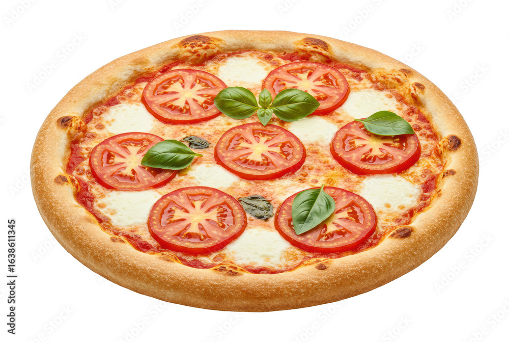Delicious tomato basil pizza culinary delight food studio setting overhead gourmet experience. Cut out png Delicious tomato basil pizza culinary delight food studio setting overhead gourmet experience. Cut out png