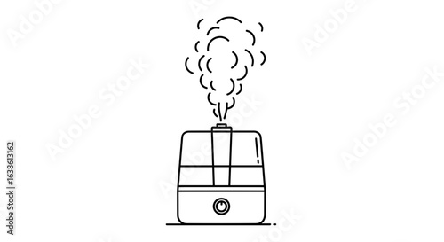 Humidifier emitting steam in minimalist design on white background  icon