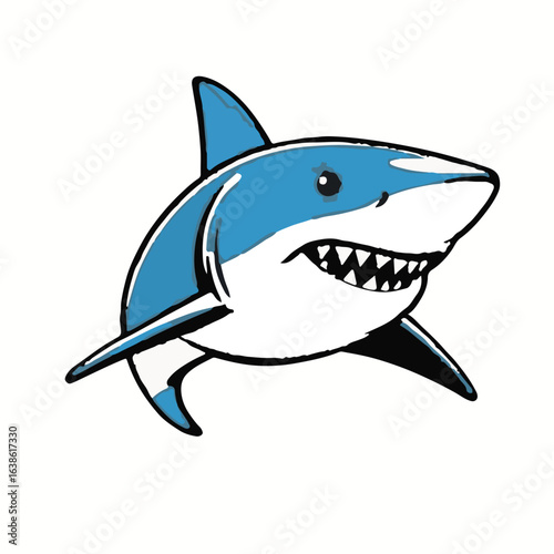 Blue Shark Animal Icon - Black Background