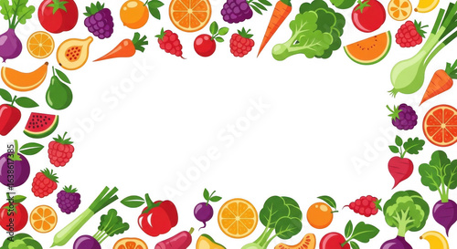 Wallpaper Mural Vibrant Pixel Art Border of Fresh Fruits and Vegetables for Healthy Eating and Nutrition Content Torontodigital.ca