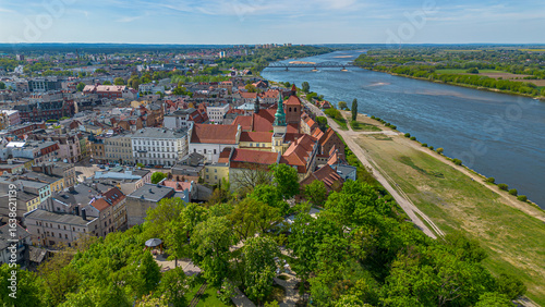 Beautiful architecture of Grudziadz at Wisla river, Poland
