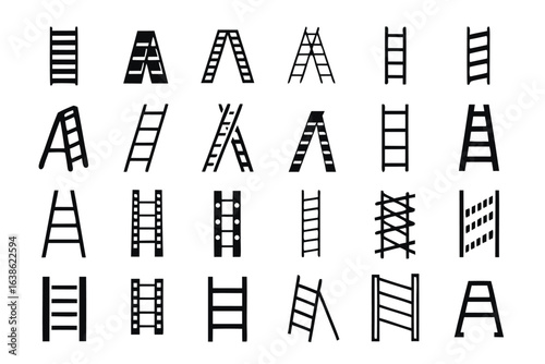 Ladder types vector set construction equipment icon