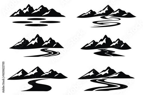 Mountain range vector silhouette landscape design