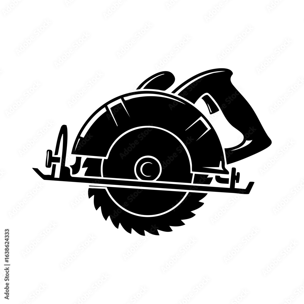Fototapeta premium Black Circular Saw Tool Silhouette Vector Illustration