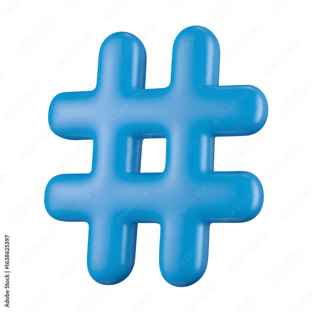 Obraz premium 3d render of hashtag icon.