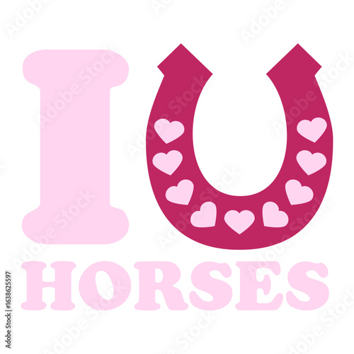 Horse Horseshoe Hearts Love Pony Riding Hobby Logo