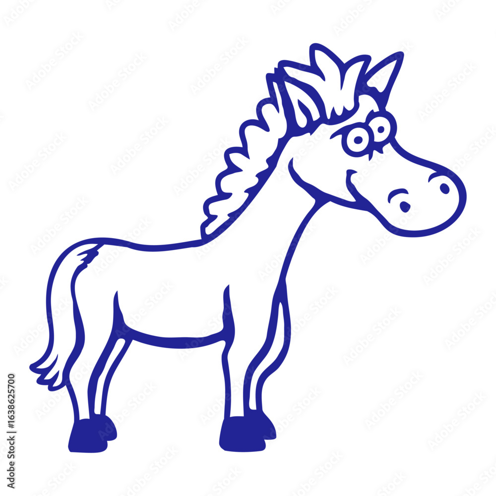 Fototapeta premium Horse Pony Funny Drawing Comic Riding Cartoon Funny