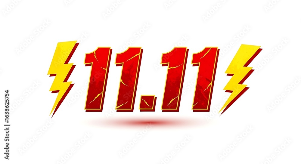Fototapeta premium 11.11 Sale Event with Lightning Bolts and Red Gradient Numbers