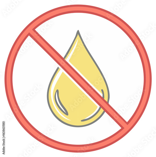 No Oil Drop Prohibition Symbol Sign Forbidding Oil Leaks Prevention Concept