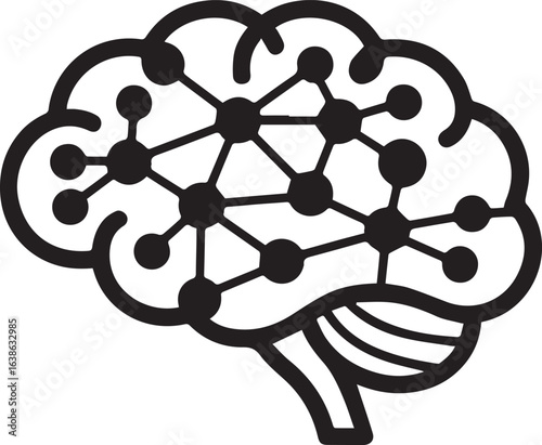 Unlock human potential with this neural network brain graphic, ideal for AI, technology, or science projects, symbolizing intelligence and innovation