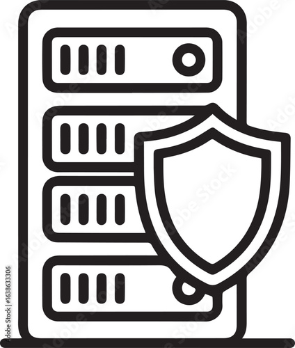 Secure cloud server protection for data privacy, delivering reliable hosting with strong firewall security and robust data center infrastructure, vector origin
