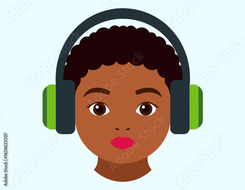 Young Woman with Headphones A Vibrant Portrait of Modern Audio Enjoyment and Cultural Expression