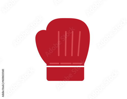 A red boxing glove illustration isolated on a white background. A symbol of combat sports, power, fighting, and competition.