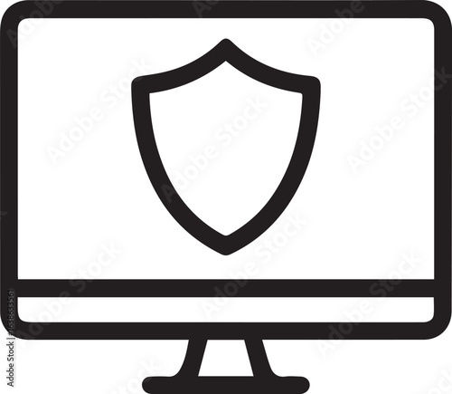 Secure online computer protection, shielding data, safe browsing, modern digital security, privacy, antivirus, firewall, network defense icon
