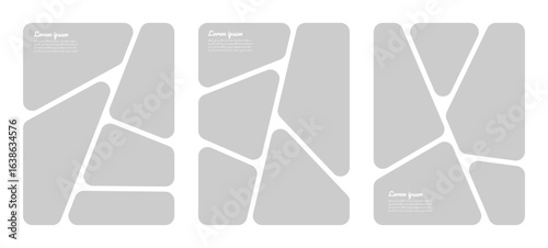 Set of photos or pictures frame collage template with rounded comic frame style