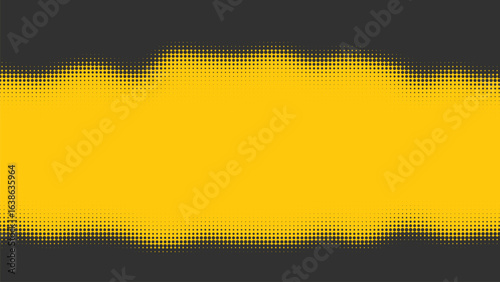 Bold yellow halftone stripe on dark background with pixelated edges abstract gradient texture banner design center band copy space contrast wallpaper minimal digital arts