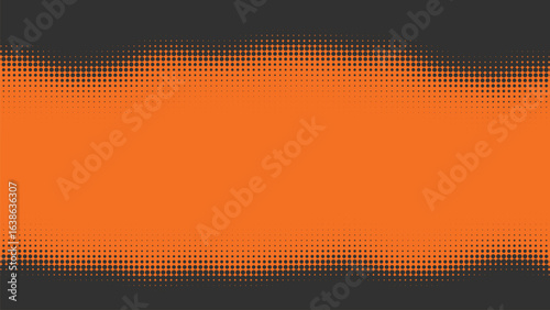 Bold orange halftone stripe on dark background with pixelated edges abstract gradient banner texture modern minimal design with contrast central band and ample copy space
