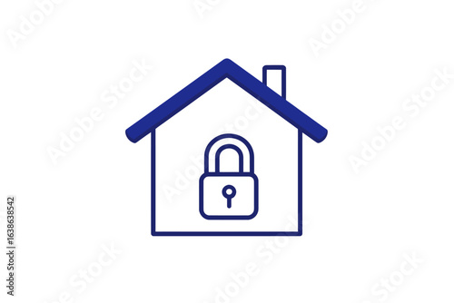 A lock symbol alongside a home outline forms a minimalist representation of home insurance and security