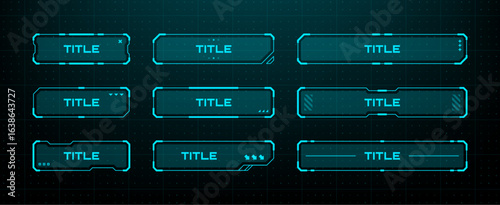 Futuristic hud vector graphics elements set. Sci fi game ui frame concept for digital display and virtual reality interface.