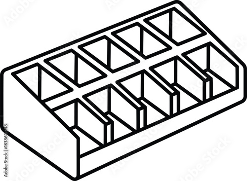 Empty Compartment Organizer: An isolated top-down view of a multi-compartment plastic organizer, illustrating its structure for storage. 