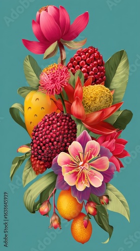 Vibrant floral and fruit arrangement (1)