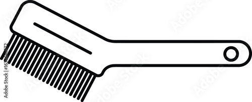 Simple Cleaning Brush Illustration: A graphic outline depicts a cleaning brush with bristles, handle, and a hole, ideal for various cleaning needs. 