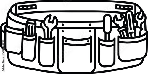 Handyman's Essential: An illustrative depiction of a handyman's tool belt, fully stocked with essential equipment, capturing the essence of craftsmanship and utility.