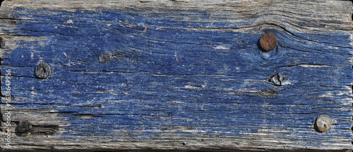 Weathered wood plank with blue paint