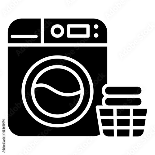 Laundry, washing machine glyph solid icon