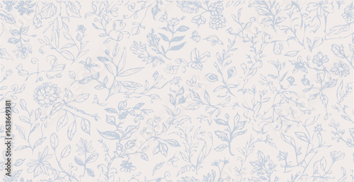 Botanical print pattern background in provance style, floral background. Pastel tones floral vintage style wallpaper in vector.
