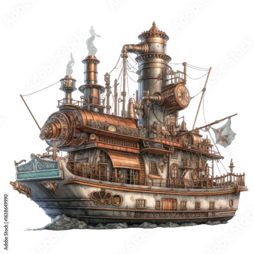 old wooden ship isolated