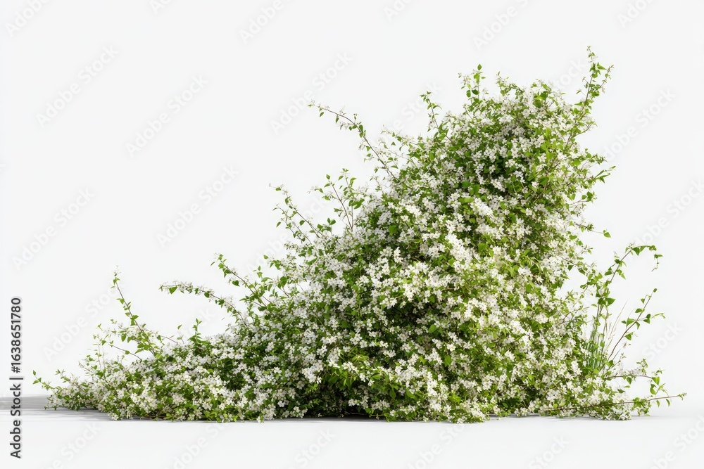 Obraz premium Lush flowering shrub against white