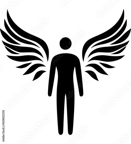 Schutzengel Silhouette mit Flügeln – Minimalistische Darstellung - 4