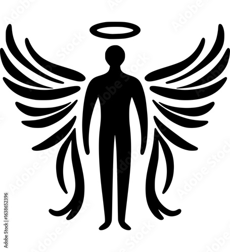 Schutzengel Silhouette mit Flügeln – Minimalistische Darstellung - 10