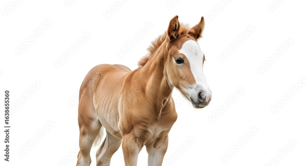 Obraz premium Young Foal Isolated on White Background