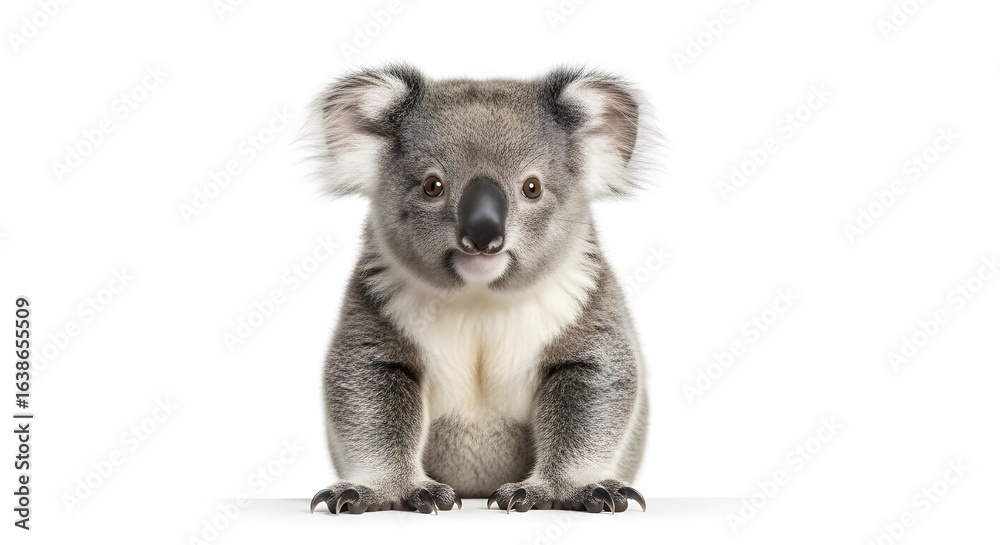 Obraz premium Adorable Koala Sitting Upright on White