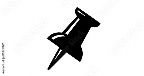 Object black push pin vector illustration for bulletin board notice board or office board and wall decoration tool vector