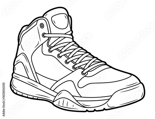 High Top Athletic Shoe Outline Drawing