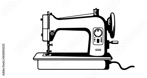Object vintage sewing machine vector illustration for sewing projects and crafting design perfect for tailors vector