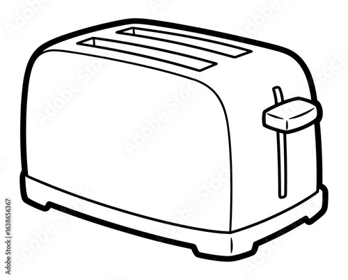 Black and White Line Art Illustration of a Toaster